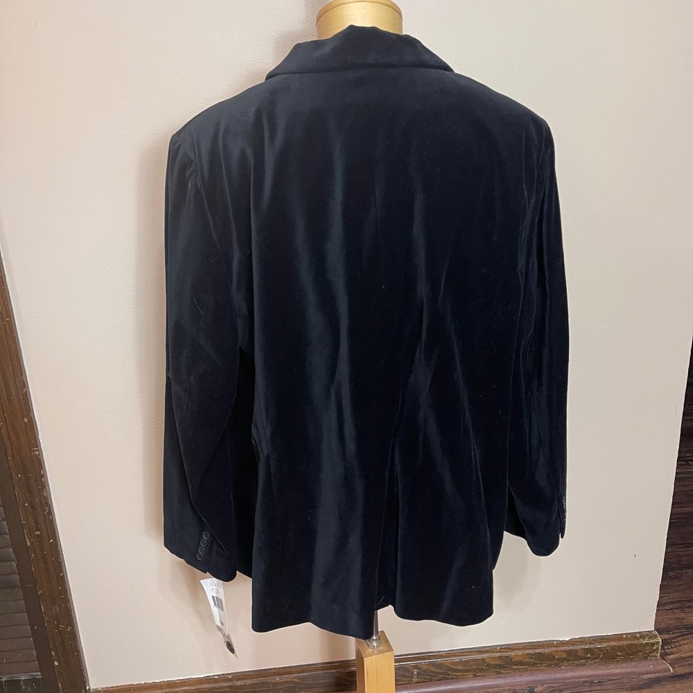 NEW Lauren Ralph Lauren Black Velvet Blazer Jacket Size 18W Button Front Classic - Picture 3 of 11